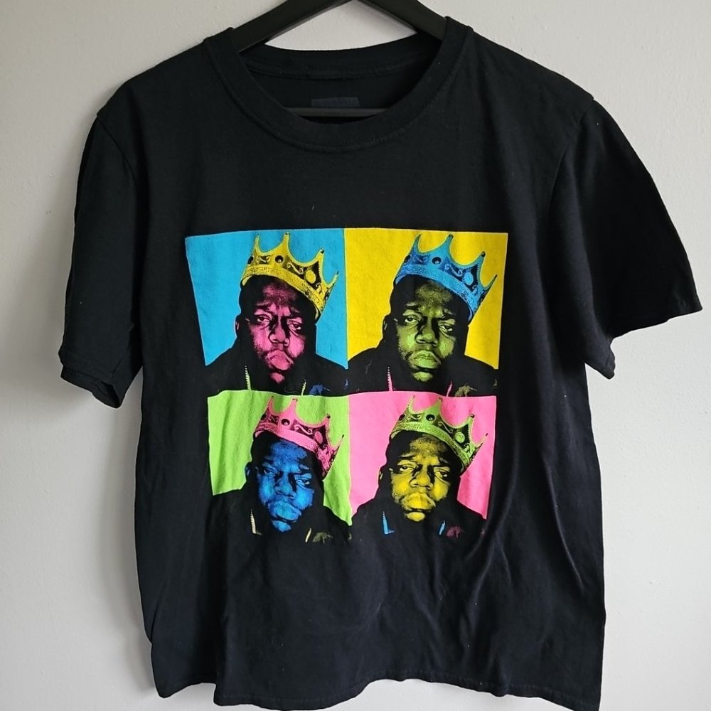 The Notorious B.I.G. Black/Multicolor Size Medium Short Sleeve Shirt